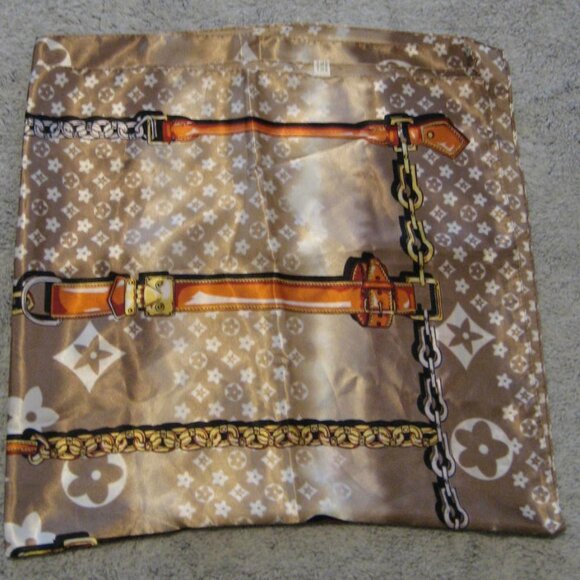 Flower Clover Monogram Scarf, Brown Tan, Large - Picture 7 of 7